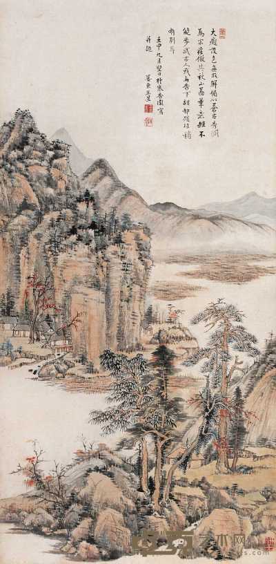 王昱 壬申（1752）作 秋山图 立轴 86×42cm